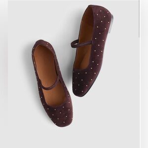 MADEWELL 10.5 The Greta Ballet Flat In Brown Studded Suede NY364